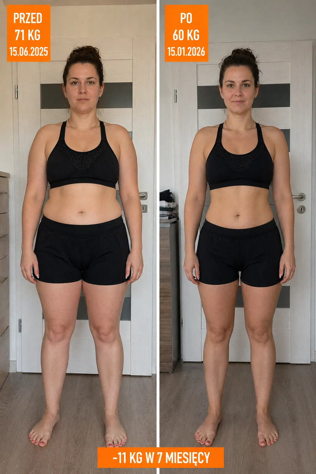 Ewelina: z 71 kg do 60 kg w 7 miesięcy — zdjęcia przed i po treningu personalnym