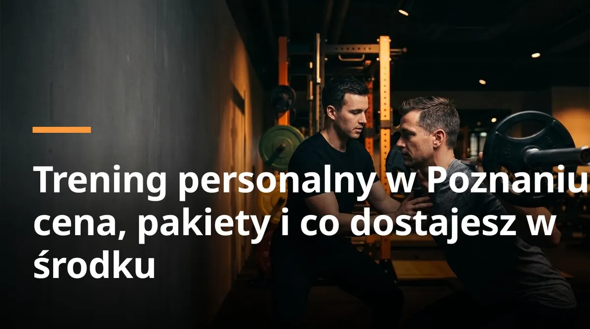 Trening personalny cena poznań — Trening personalny w Poznaniu – trener asystuje podopiecznemu przy ćwiczeniu ze sztangą w siłowni, cena sesji od 250 zł